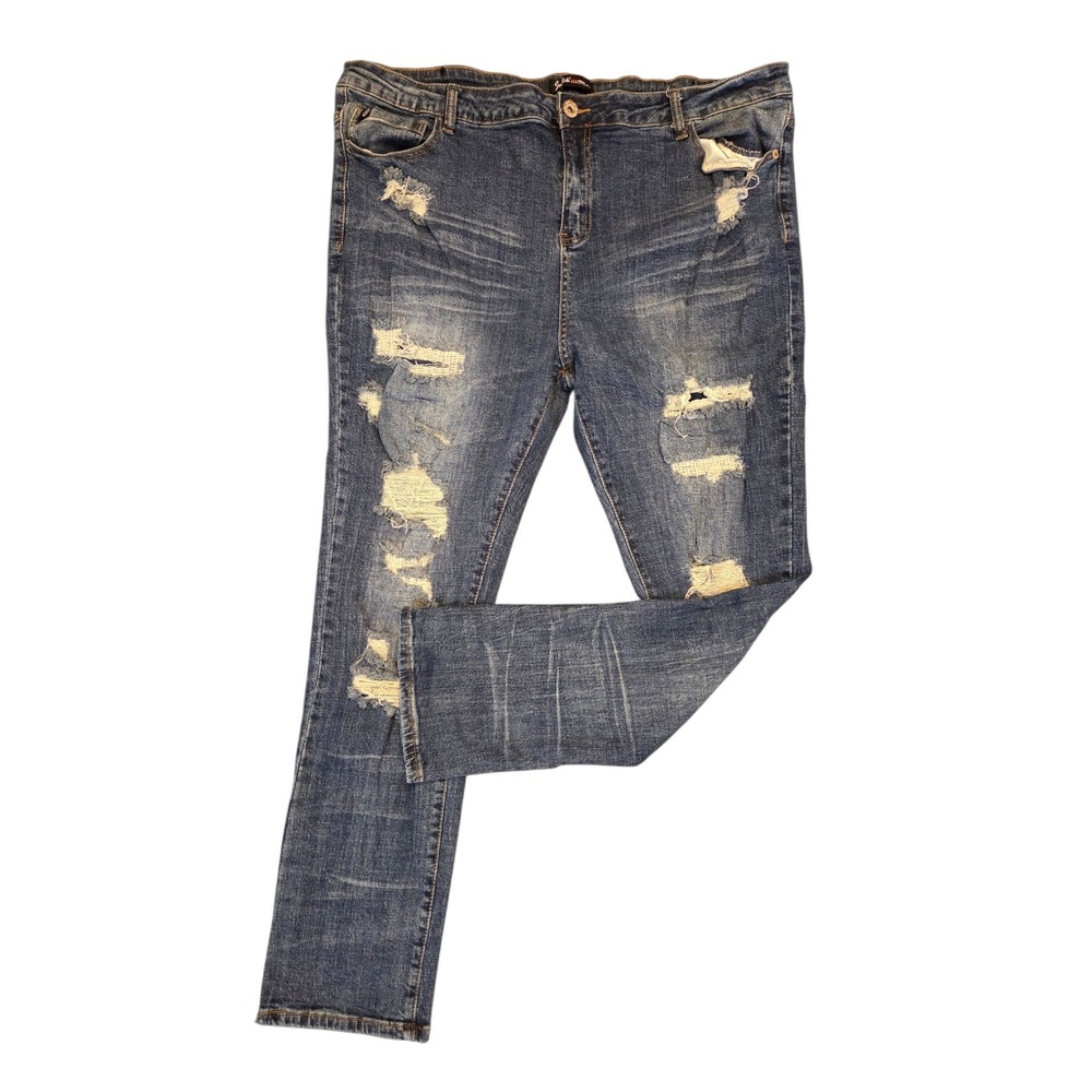 Switch Remarkable Mens Distressed Straight Leg Jeans Blue 44x32 Ripped Denim